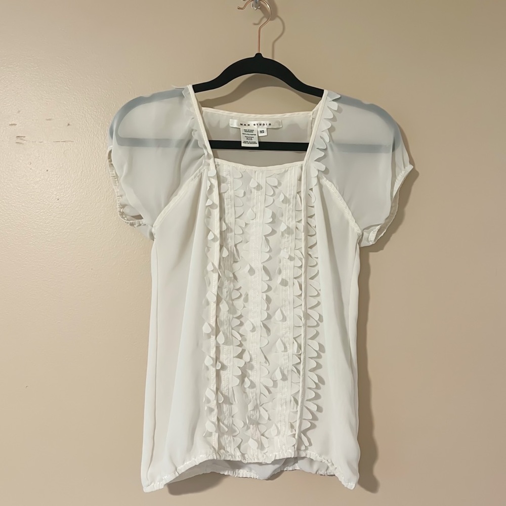 🌸Max Studio Sheer Peasant Top Blouse